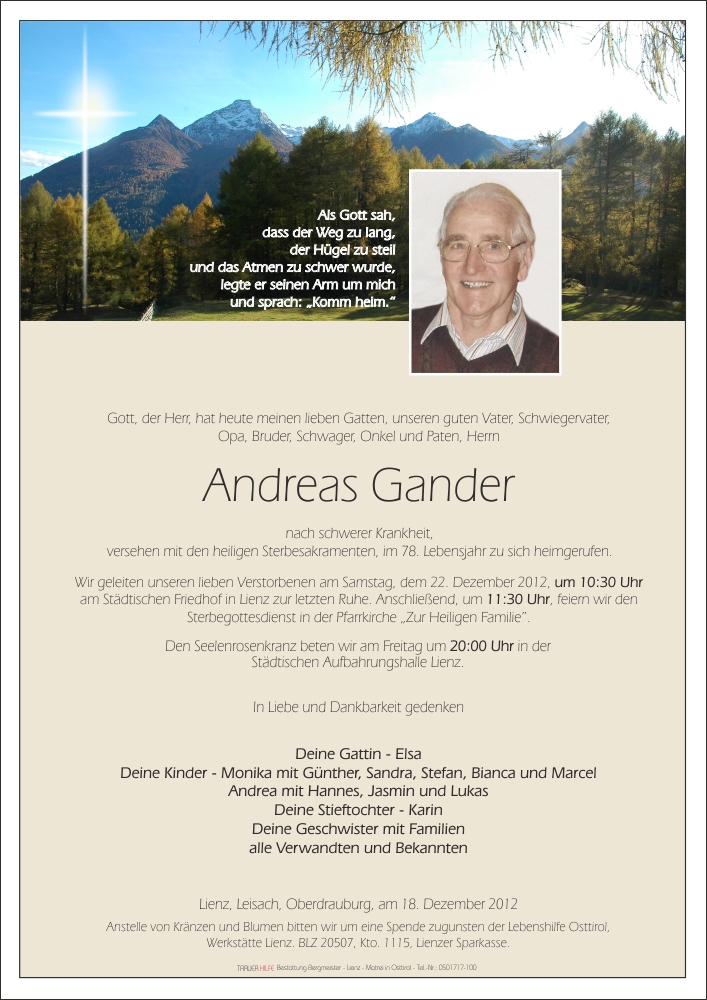 Todesanzeige Trauerhilfe abschied GesmbH