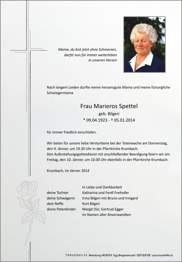 Luc Spettel Todesanzeige - Trauerhilfe – abschied GesmbH