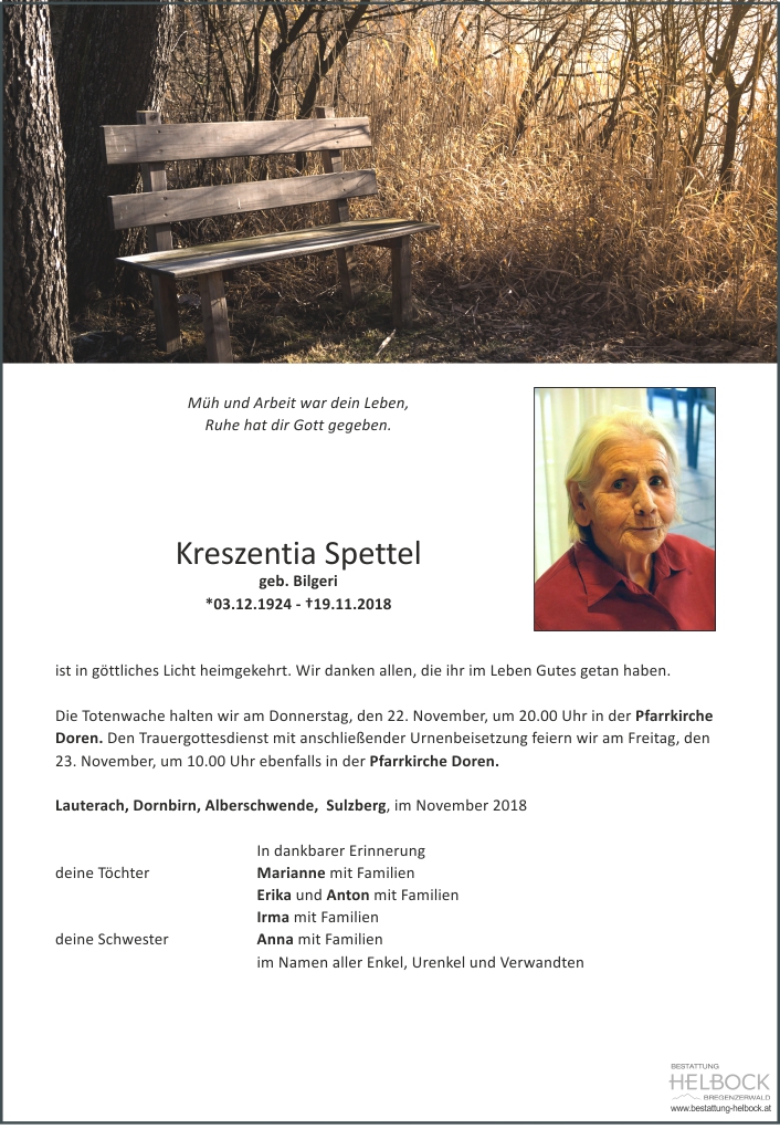 Luc Spettel Todesanzeige - Trauerhilfe – abschied GesmbH