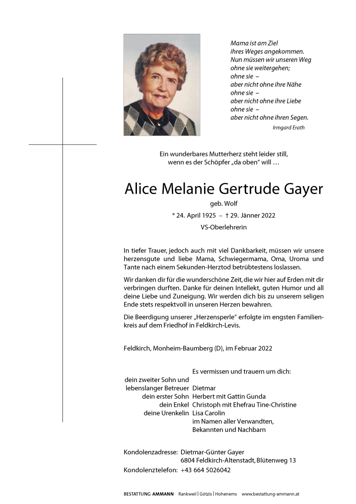 Alice Melanie Gertrude Gayer