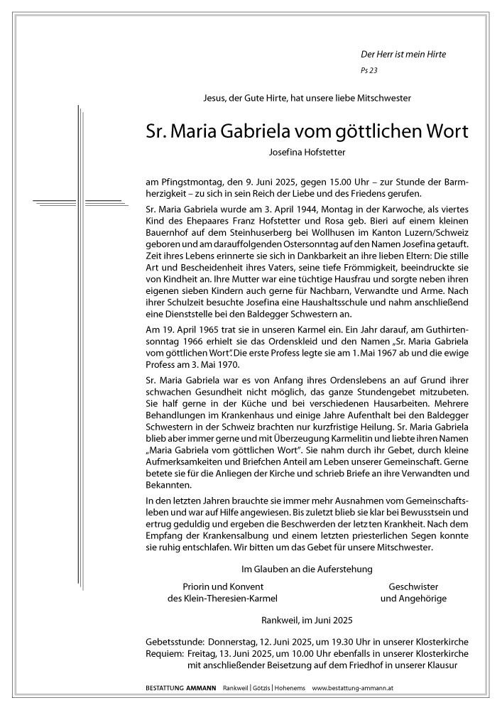 Sr. Maria Gabriela vom göttlichen Wort