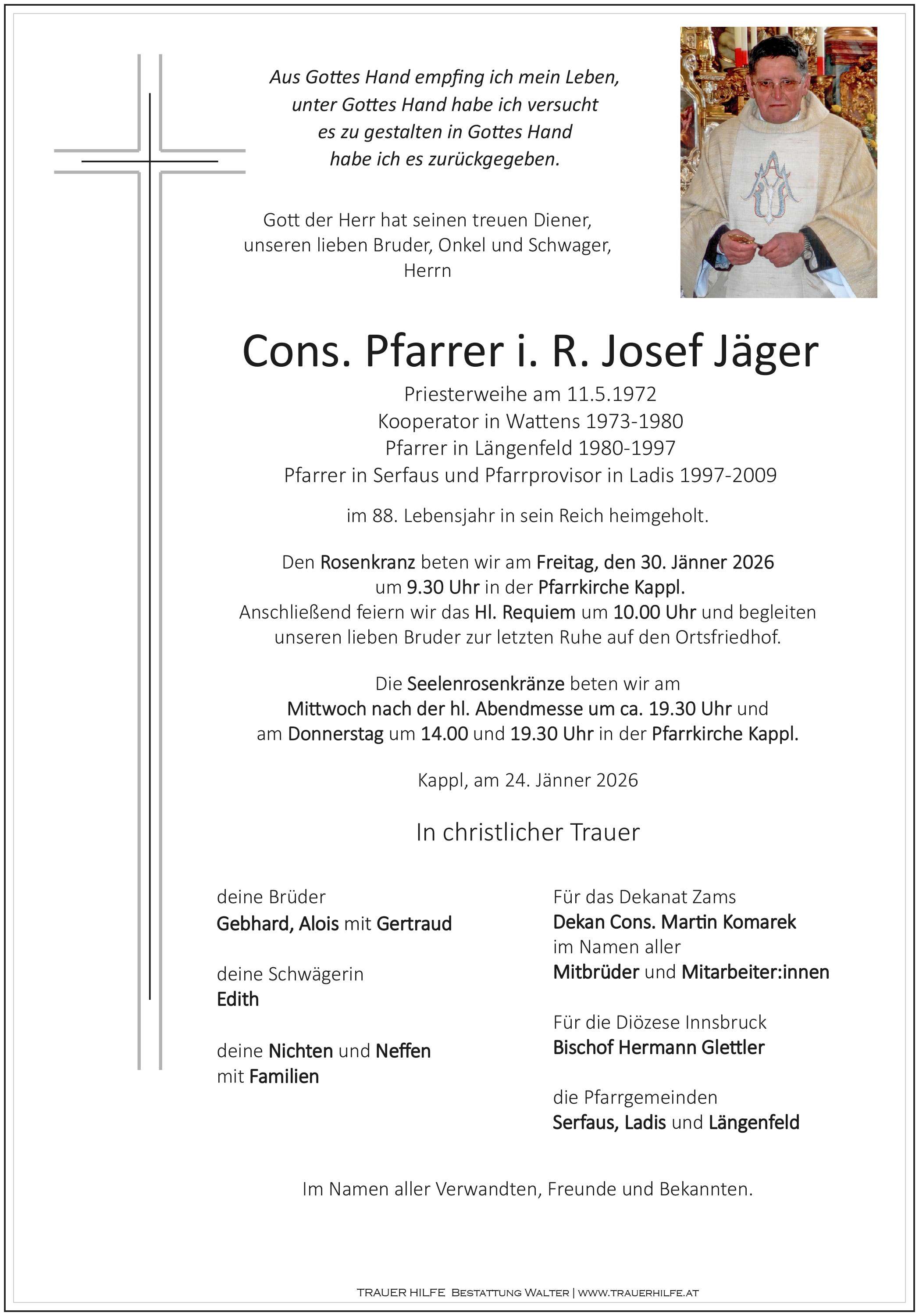 Cons. Pfarrer i. R. Josef Jäger