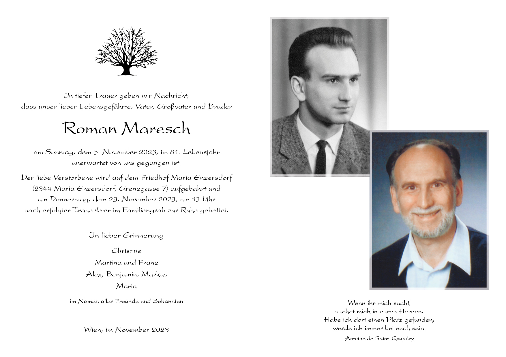 Todesanzeige Trauerhilfe abschied GesmbH